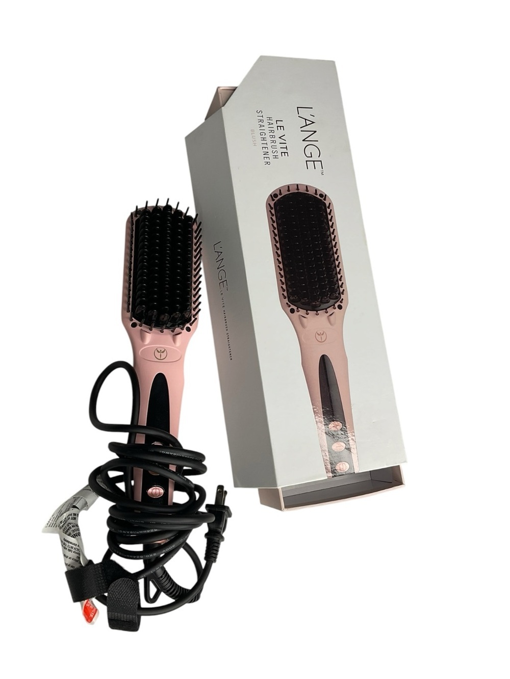 L'ANGE Le Vite Straightening Brush Hair Straightener Blush Pink w/ Box Works
